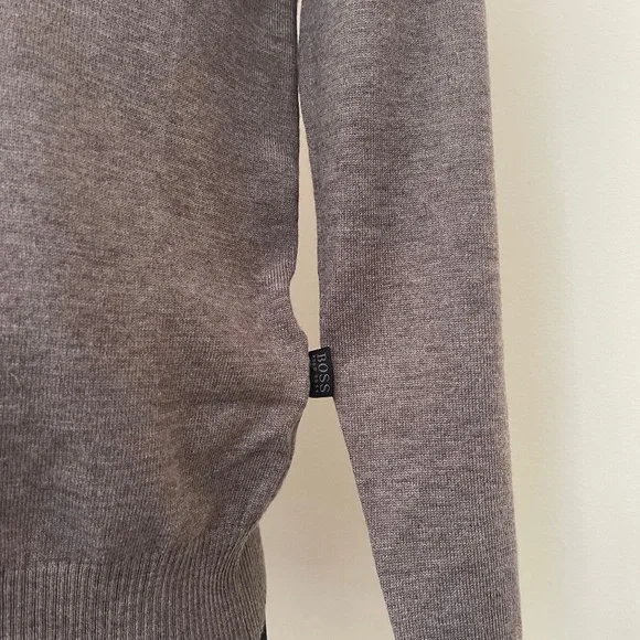New Hugo Boss Half Zip Buttons Brown Camel Sweater Pullover